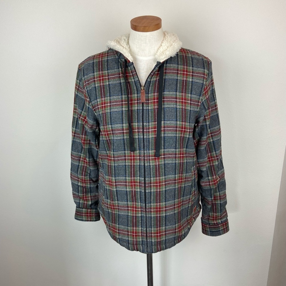 L.L. Bean Sherpa-Lined Scotch Plaid Flannel Shirt Jacket
